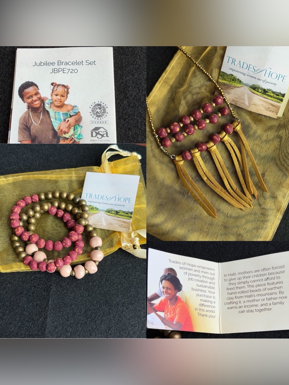 NWT Trades of Hope Jubilee Necklace & Bracelet Set Fair Trade Boho Jewelry
